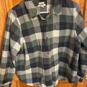 L.L. Bean Green and Navy Checkered Shirt